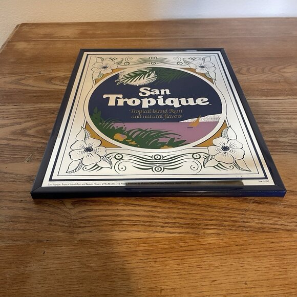 Vintage San Tropique Bar Mirror Sign Tropical Island Rum Framed 1989 - Picture 6 of 13